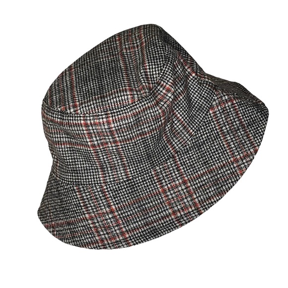 Scala Wool Blend Gray Plaid Bucket Hat Mens Unisex - Picture 2 of 4